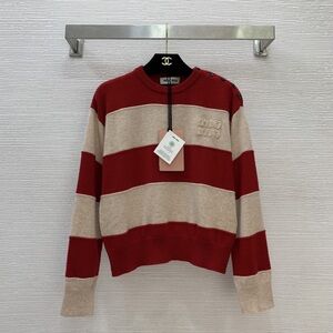 Miu Miu Bold Red and Cream Striped Sweater